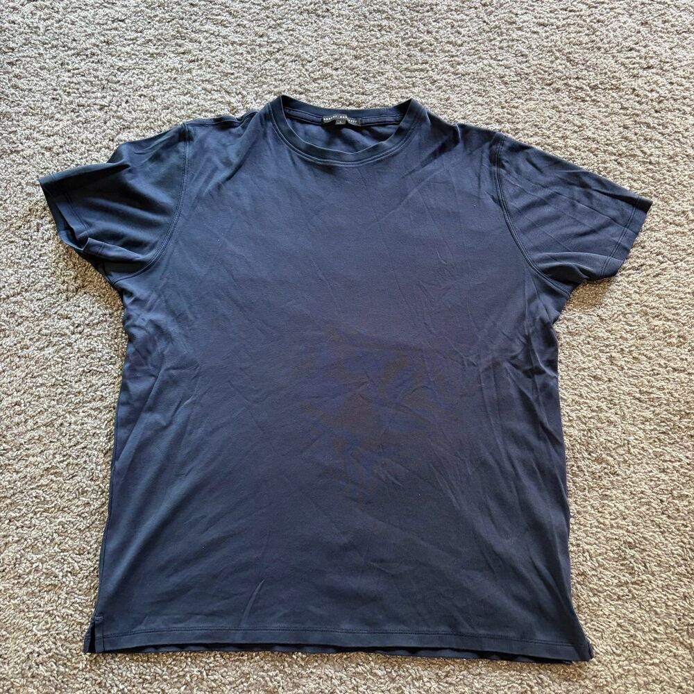 Robert Barakett Pima Cotton Short Sleeve Tee Shirt Blue Night Stretch Mens L
